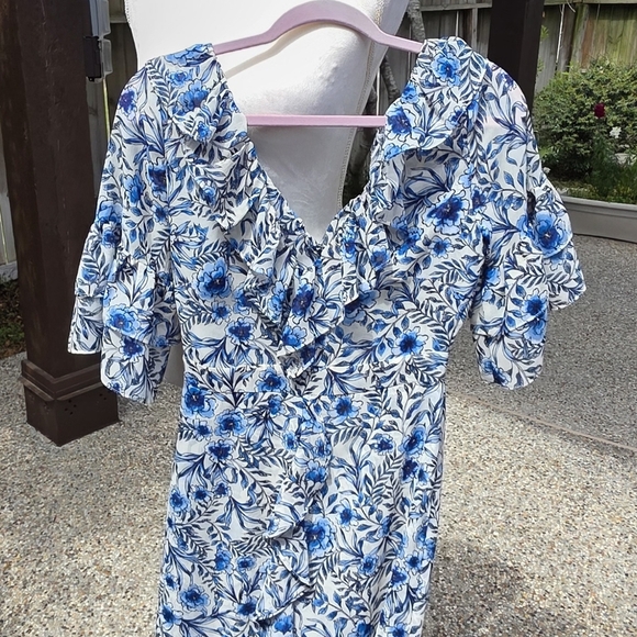 Nwot Misa Los ANGELES Floral Blue and White Women's Dress 0 - Picture 8 of 15